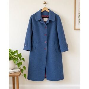 Vintage Surrey Classics Blue Wool Overcoat Sz 16 70s A-Line Mod Statement Bold